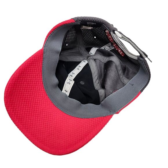 Under Armour Strapback Hat Cap Womens Gray Red Embroidered Adjustable Casual - Picture 6 of 8